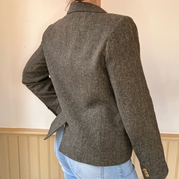 J. Crew Dark Gray Green Schoolboy Blazer Sleeves Lining Size S/M Donegal Tweed - Picture 4 of 9